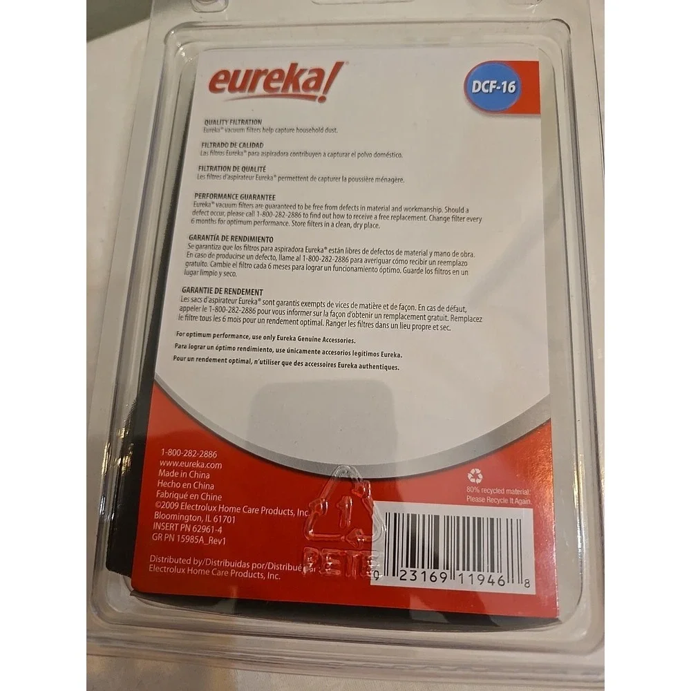 Eureka Brand Vacuum Filter DCF-16 ONLY 1 IN BOX! New - 62376A - 2950 2960 2990